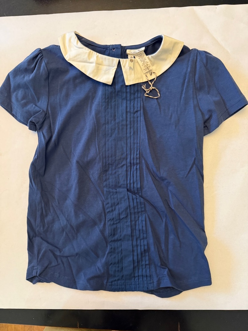 Matilda Jane Blue Top with Cream Peter Pan Collar